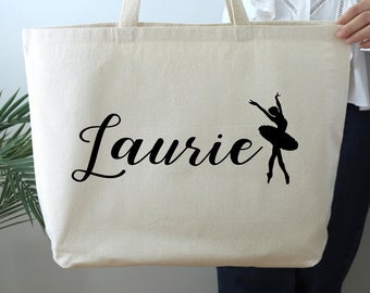 Custom Ballet Name Tote Bag, Personalized Ballerina Tote Bag, Ballet Bag for Women, Ballerina Birthday Gifts, Ballet Party Bag, Ballet Bag
