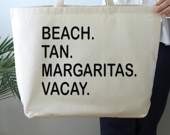 Custom Tote Bags, Beach Tote Bag, Personalized 4 Favorite Things Bag, Four Favorite Things, Beach Totes, Canvas Bag, Favorite Things Bag