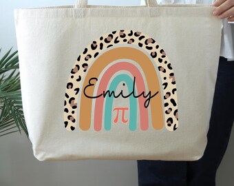 Custom Name Pi Math Day Tote Bag, Pi Math Teacher Gift, Pi Symbol Math Bag, Happy Pi Day Math Teacher Tote Bag, Pi Day Bag, Math Lover gift