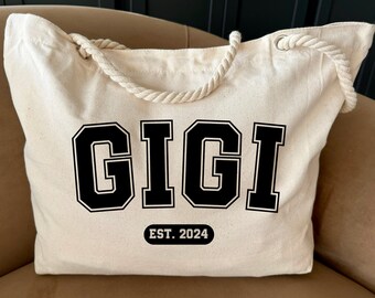 Gigi Tote Bag, Custom Gigi Bag, Gift Bag for Gigi, Gigi Est Tote Bag, Customized Gigi Bag, Personalized Grammy Bag, New Gigi Gift Bag