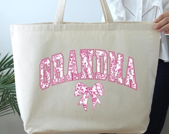 Coquette Grandma Tote Bag, Gift for Grandma, Mother's Day Gift, Coquette Bow Bag for Grandma, Bag Gift For Grandma, Gift for Mom