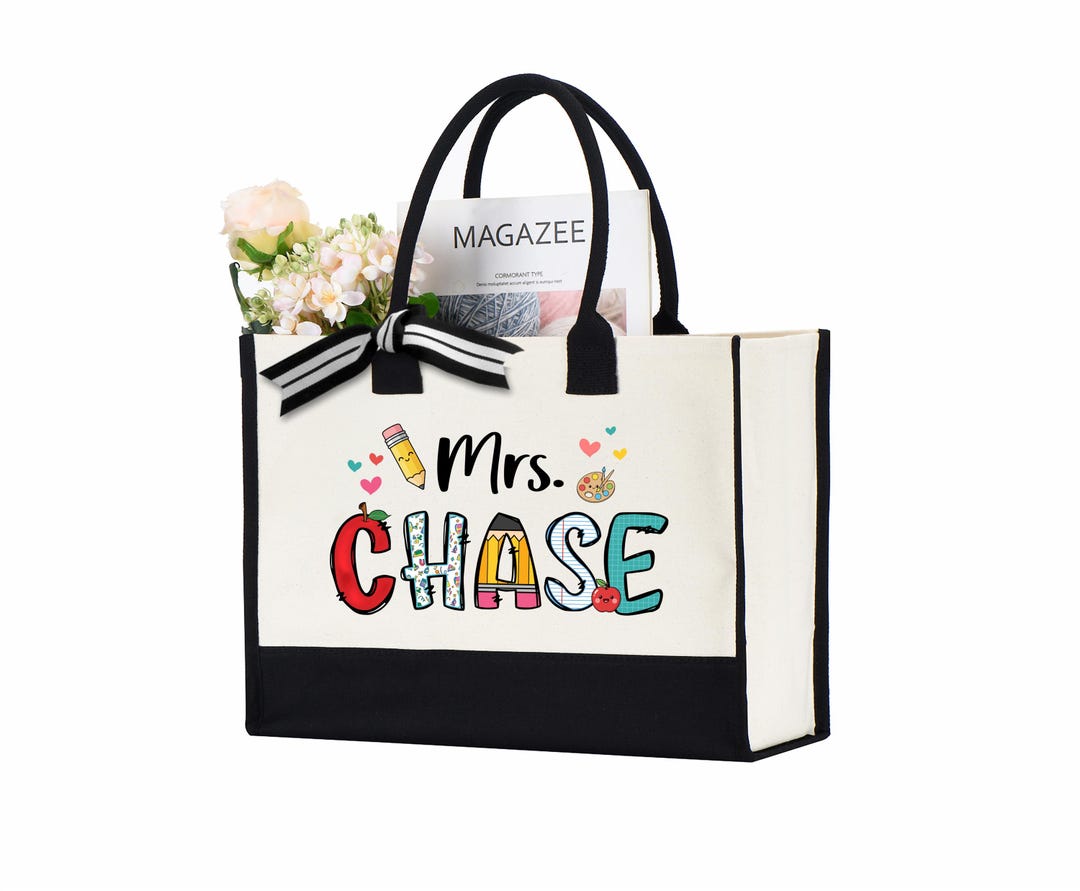 Custom Name Tote Bag, Personalized Teacher Appreciation Gift - Etsy
