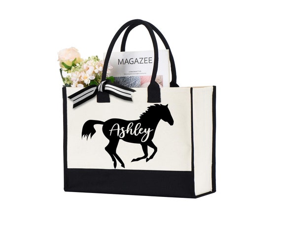 Custom Horse Tote Bag, Horse Tote Bag, Personalized Gift, Christmas Tote Bag, Horse Lover Gift, Personalized Tote Bag, Equestrian Gifts