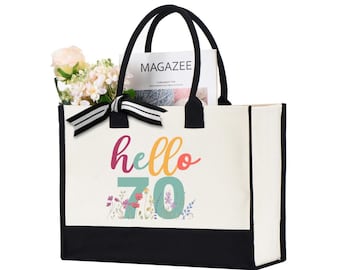 Hello 70 Tote Bag, 70th Tote Bag, 70th Birthday Gift For Women, 70th Birthday Bag, 70th Birthday Gift, 70th Birthday Party, Birthday Bag