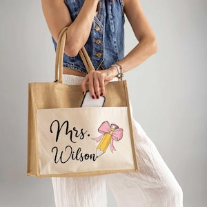 Custom Teacher Tote Bag, Teacher Gift Bag, Personalized Teacher Tote, Gift For Teacher, Back To School Bag, Back to School Teacher Gift