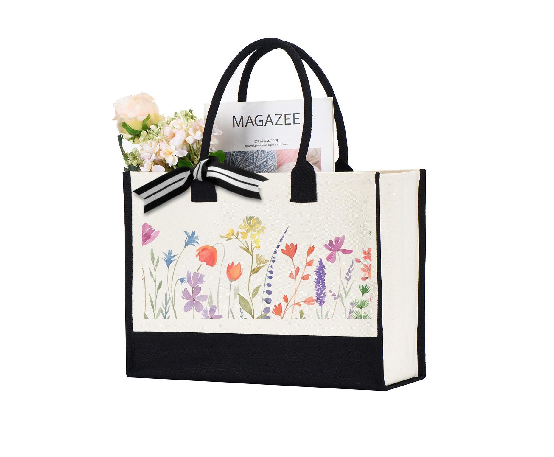 Floral Tote Bag, Botanical Tote Bag, Flower Tote Bag, Shoulder Bag, Birthday Gift Bag, Bridal Gift Tote Bag, Library Tote Bag, Gift For Mom