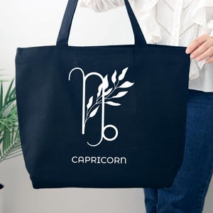 Capricorn Zodiac Sign Tote Bag, Zodiac Horoscope Tote Bag, Capricorn Birthday Gift, Horoscope Bag, Zodiac Sign Gift,  Floral Astrology Bag