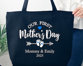 Custom Mommy Tote Bag, Our First Mother's Day Tote bag, Mom Gift bag, mother's day gift, Mommy bag gift, Personalized Kid Name For Mom Bag