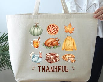 Thankful Tote Bag, Pumpkin Fall Bag, Pumpkin Spice Bag, The Fall Things Bag, Fall Bag, Autumn Tote, Thanksgiving Bag, Turkey Day Gift Bag