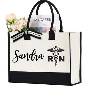 Custom Nurse Tote Bag, RN Tote Bag, Personalized Tote Bag, Nurse Gift, RN Canvas Bag Gift, Gift for Nursing Student, Nurse Graduation Gift