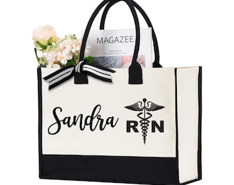 Custom Nurse Tote Bag, RN Tote Bag, Personalized Tote Bag, Nurse Gift, RN Canvas Bag Gift, Gift for Nursing Student, Nurse Graduation Gift
