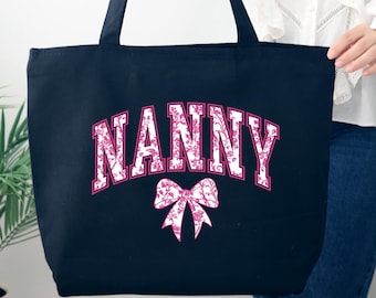 Coquette Bow Nanny Bag, Nanny Bag, Mothers Day Gift, Gift For Nanny , Cute Nana Bag, Grandma bag, Mothers Day bag, Coquette Bow Bag for Nana