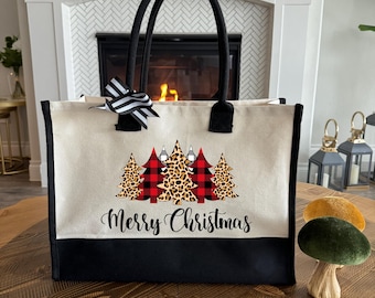 Merry Christmas Tote Bag, Christmas Tree Bag, Christmas Gift Bag, Merry Christmas Gifts, Christmas Party Tote Bag, Christmas Bag for Women