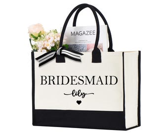 Custom Bridesmaid Tote Bag, Personalized Bridesmaid Gift Bags, Bridesmaid Gifts Bags, Bachelorette Party,  Bridal Shower , Bride Gift Bags