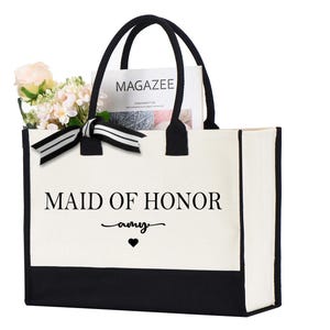 Custom Bridesmaid Tote Bag, Personalized Maid of Honor Bag, Maid of Honor Bag, Bridesmaid Gifts Bags, Bachelorette Party, Maid of Honor gift