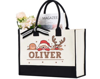 Custom Christmas Tote Bag, Christmas Bag, Christmas Gift Bag, Christmas Reindeer Gifts, Christmas Party Bag, Personalized kids Christmas Bag
