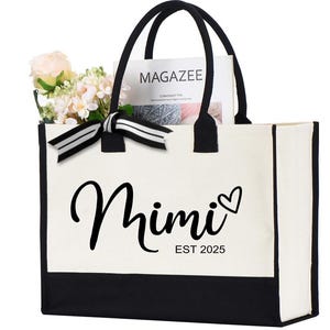 Custom Mimi Heart Tote Bag, Mothers Day Gift, New Grandparent Bag, New Mimi Bag, Grandma To Be Gift, Gift For Mimi, Personalized Mimi bag