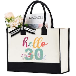 Hello Thirty Tote Bag, 30th Birthday Bag, 30th Birthday Gift Bag, Hello Thirty Bag, Birthday Trip Bag, 30th Birthday Idea,30th Birthday Gift
