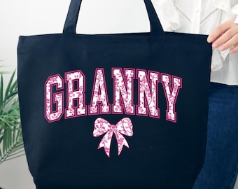 Coquette Granny Tote Bag, Gift for Grandma, Mother's Day Gift, Coquette Bow Bag for Granny, Bag Gift For Grandma, Bag Gift for Mom