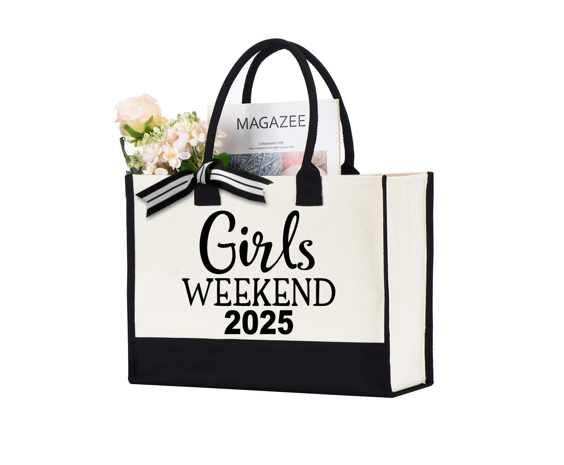 Girls Weekend 2025 Tote Bag, Girls Vacation Bag, Girls Trip Gifts, Canvas Tote Bag, Girls Party Bag, Vacation Beach Bag, Girls Matching Bag