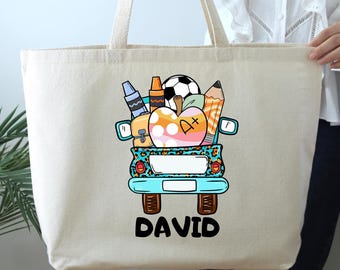 Custom Student Tote Bag, Back To School Bag, School bus Bag, First Day Of School Bag, School Bag, Boy school Bag, Kids School Bag