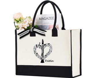 Personalized Teacher Tote Bag, Custom Music Teacher Bag, Custom Music Heart Bag, Piano Lesson Bag, Music Teacher Bag, Music Teacher Gift