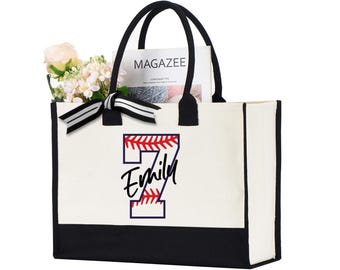 Custom Baseball Name and Number Bag, Personalized Baseball Bag, Baseball Tote bag, Baseball Lover Gift, Game Day Bag, Baseball bag gift