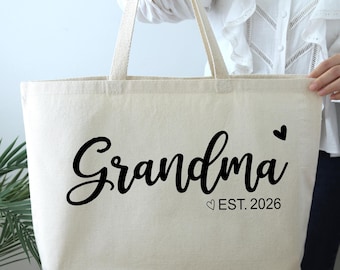 Custom Grandma Est. Tote Bag, Personalized Grandma Bag, Gift For Grandma, new grandma gift, gift for grandma birthday,  Grandma Est 2026 Bag