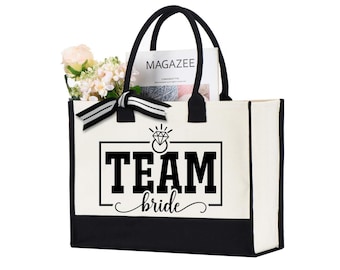 Team Bride Tote Bag, Bachelorette Party Gift for Bridesmaids, Bridal Party Bag, Bridal Shower Gift, Wedding Favor Bags, Team Bride bag