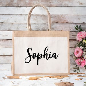 Personalized Name Jute Bag, Jute Tote Bag, Bridesmaid Jute Bag, Jute Bag for Wedding, Bride Gift Jute Bag, Bundle Jute Bag for Bachelorette