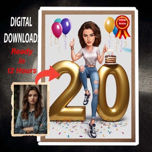20th Birthday, Special Day Caricature, Photo to Cartoon, Birthday Gift for Girls, Ladies, Women, Men, Boys, Gents Caricature from Photo