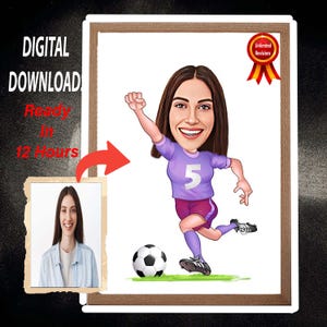 Ritratto caricaturale personalizzato di un calciatore: disegno animato personalizzato (download digitale)