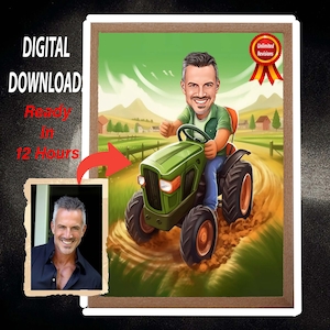 Retrato de caricatura de granjero personalizado, regalo de agricultura, dibujo de caricatura personalizado a partir de una foto, caricatura divertida de cultivador, regalo para cultivador,