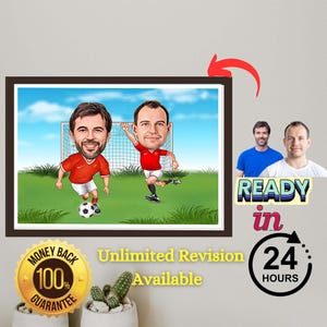Retrato de dibujos animados de jugador de fútbol personalizado, caricatura de fútbol, regalo de fútbol, dibujos animados de futbolista, retrato de fútbol, caricatura personalizada de la foto