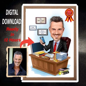 Custom Lawyer Cartoon Portrait, Lawyer Portrait, Lawyer Gift, Lawyer Cartoon, Custom Cartoon, Lawyer Caricature, Caricature from Photo
