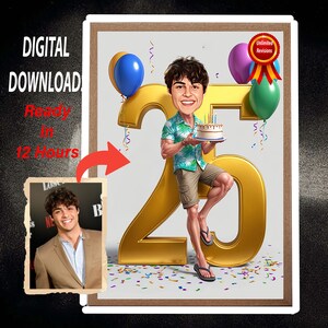 Personalized 25th Birthday Caricature Gift (Digital Download)