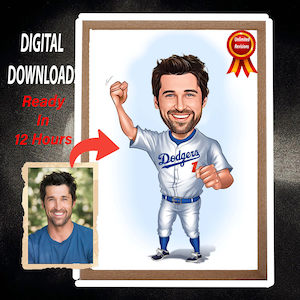 Custom Baseball Player Cartoon Portrait, Baseball Caricature, Gift for Baseball Player, Baseball Cartoon, Caricature from Photo, Baseball