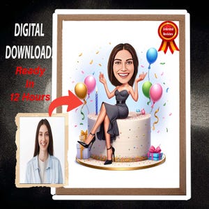 Customized 40th ,50th ,60th Birthday Caricature ,Happy Birthday Cartoon Portrait ,Gift For Girl Woman Caricature From Photo