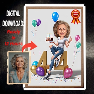 Retrato de aniversário personalizado, Ideia de presente de aniversário, Presente de retrato de desenho animado de feliz aniversário, Feliz aniversário de 40 anos, Caricatura de foto