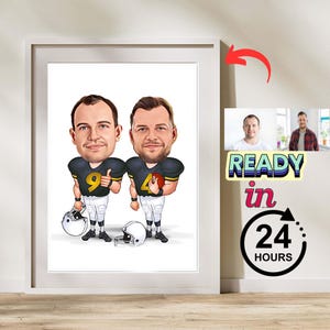 Personalized American Football Drawing, Football Player Caricature from Photo, Football Cartoon Portrait, Funny Football Gift, Sports Gifts