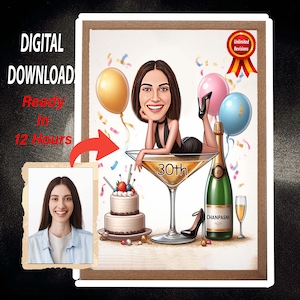 Caricatura de 40 cumpleaños personalizada a partir de fotos, regalo de retrato de dibujos animados de feliz cumpleaños, feliz 40 cumpleaños, caricatura a partir de foto