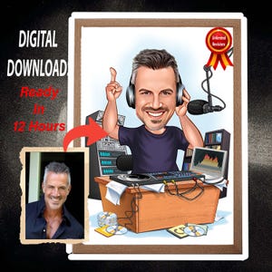 Benutzerdefinierte DJ-Karikaturporträt, Musikerkarikatur, Geschenk für Musiker, lustige Dj-Karikatur, Musikerporträt, DJ-Karikatur vom Foto, Dj