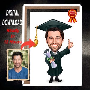 Custom Graduation Cartoon Portrait, Graduation Portrait, Graduation Gift, Graduation Cartoon, Graduation Caricature, Caricature from Photo