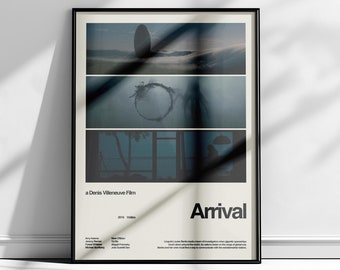 Affiche de l'arrivée, impression science-fiction Denis Villeneuve, oeuvre d'art murale de film minimaliste, affiche rétro moderne, arrivée du film numérique, arrivée de l'oeuvre d'art déco