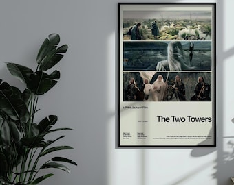 El Señor de los Anillos, Póster de El Señor de los Anillos, Póster de J. R. R. Tolkien, Póster de la Película Las Dos Torres, Póster Retro de ESDLA, Póster Minimalista