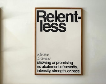 Implacable, Póster con cita "Implacable", Póster motivacional, Póster de película, Impresión de póster moderno, Póster retro motivacional, Póster minimalista