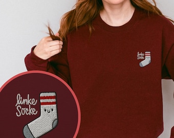 Left Sock Embroidery Sweatshirt | Oversized Unisex Pullover Against the Right, Antifascism, FCKNZS, Never Again is Now, the Left, 161 fck afd