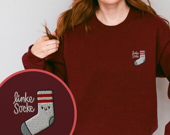 Left Sock Embroidery Sweatshirt | Oversized Unisex Pullover Against the Right, Antifascism, FCKNZS, Never Again is Now, the Left, 161 fck afd
