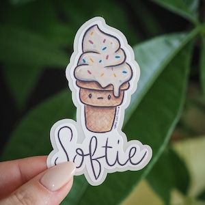 Softie Matte Vinyl Sticker - cute Kawaii sticker for Ice cream lovers, sensitive souls, Empathy, emotional support, Hsp person, Sensitivity
