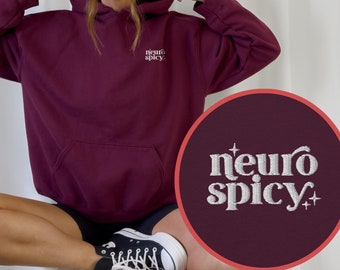 Neurodiversity embroidery hoodie, overstimulated oversize pullover, unisex, neurospicy, ADHD, autism, mental health spectrum, anxiety